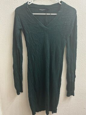 Brave Soul Forest Green V-Neck Long Sleeve Knit Dress